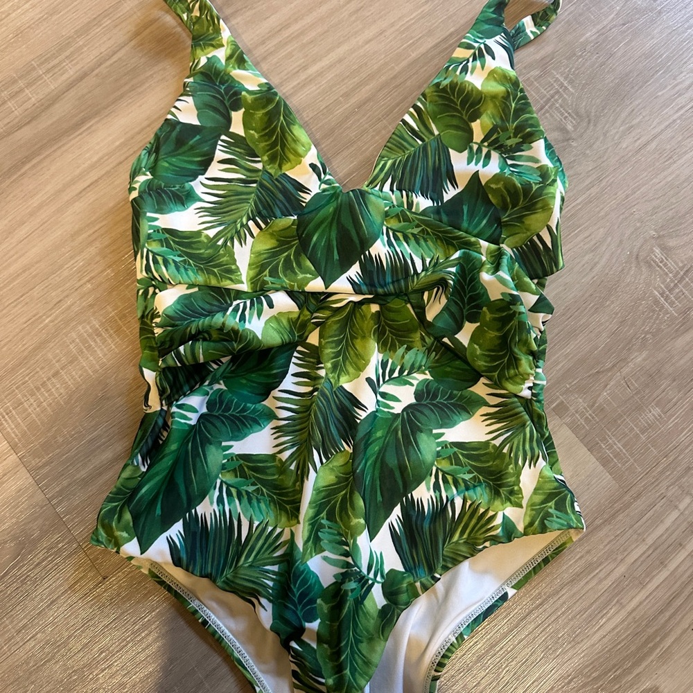 Tropical Leaf Print Swim one piece